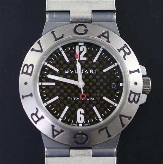 A gentlemans Bulgari Titanium automatic wrist watch,
